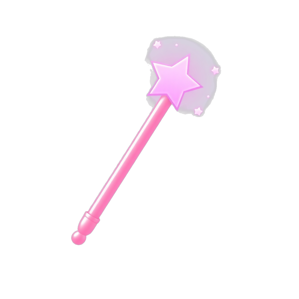 a pink magic wand, kawaii style, cute, pastel pink theme