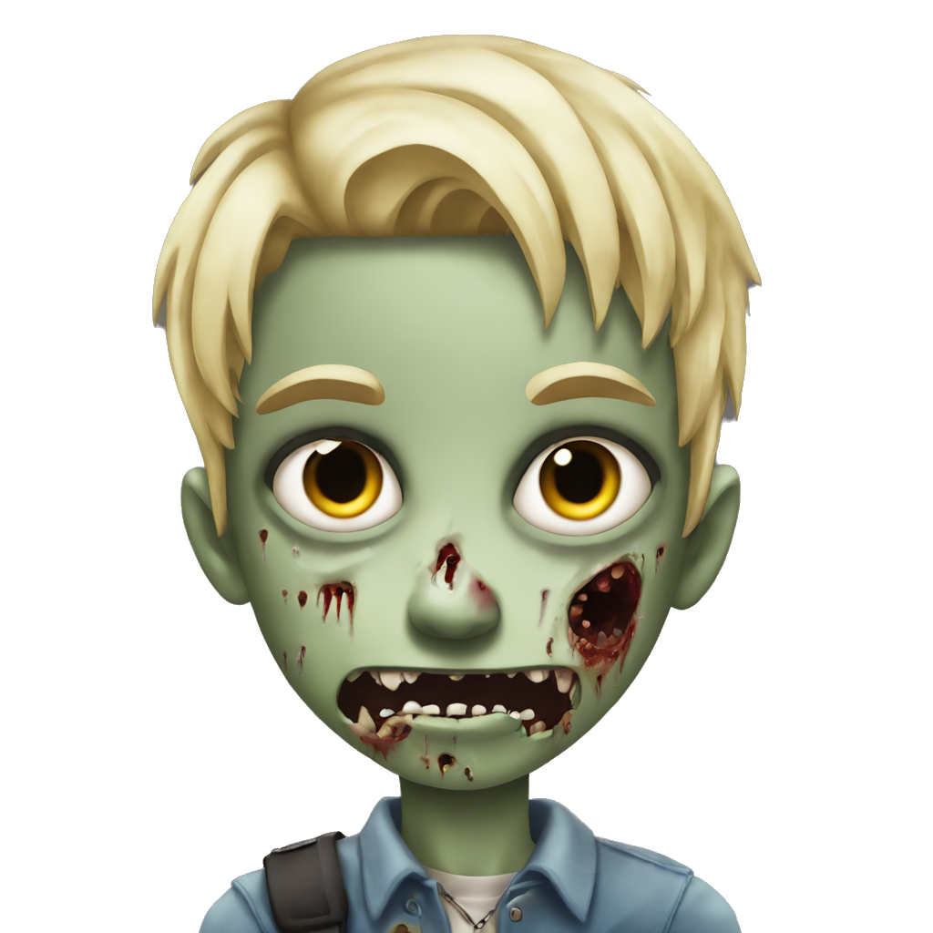 a boy zombie with a blonde wolf cut and piercings