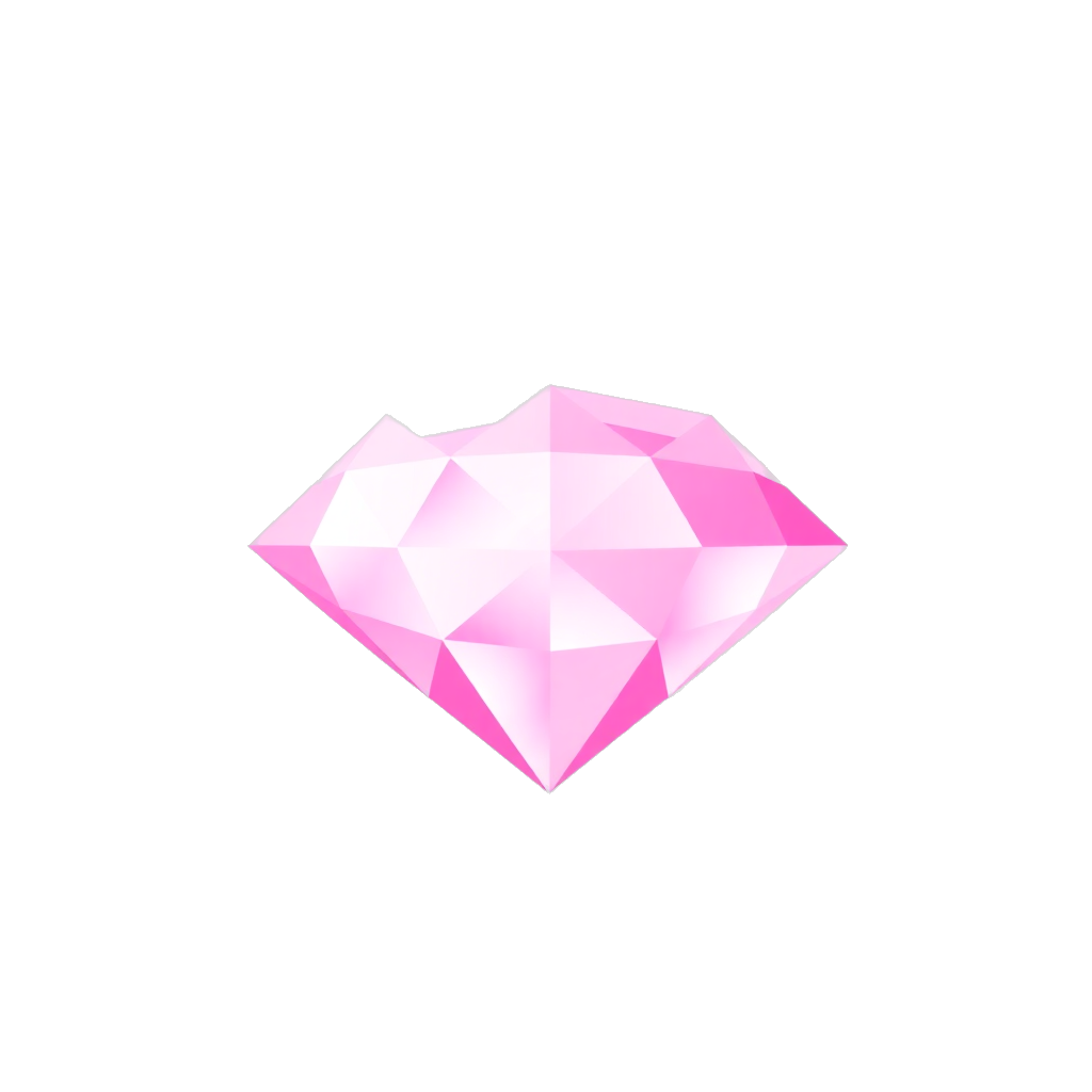 a pink sparkly diamond, kawaii style, cute, pastel pink theme