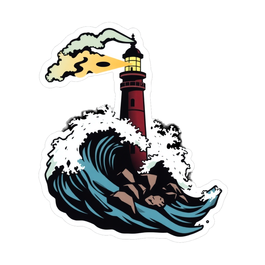 wave crashing on a lighthouse
